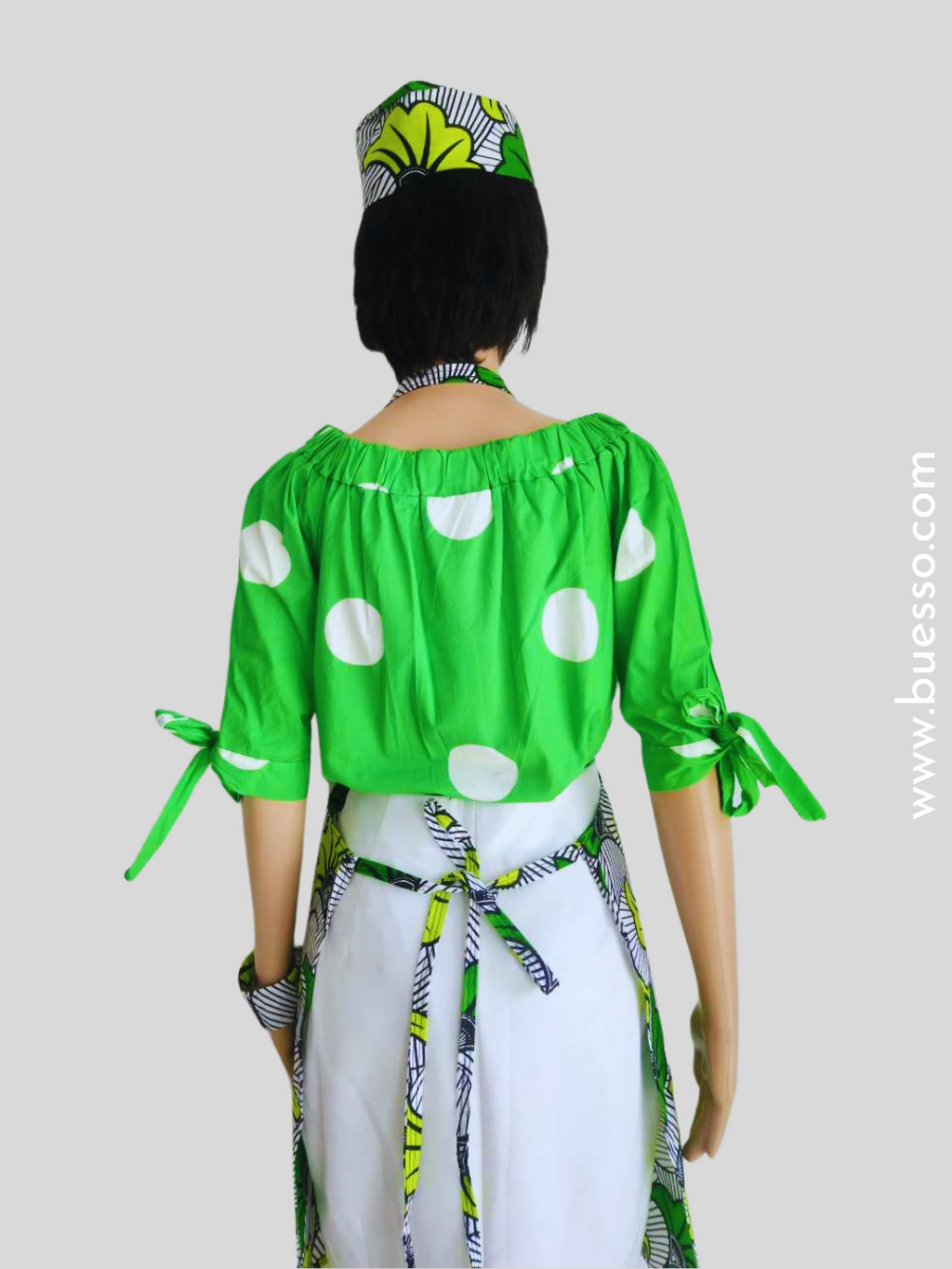 Tablier de cuisine en Wax FLEUR DE MARIAGE - fait main en France