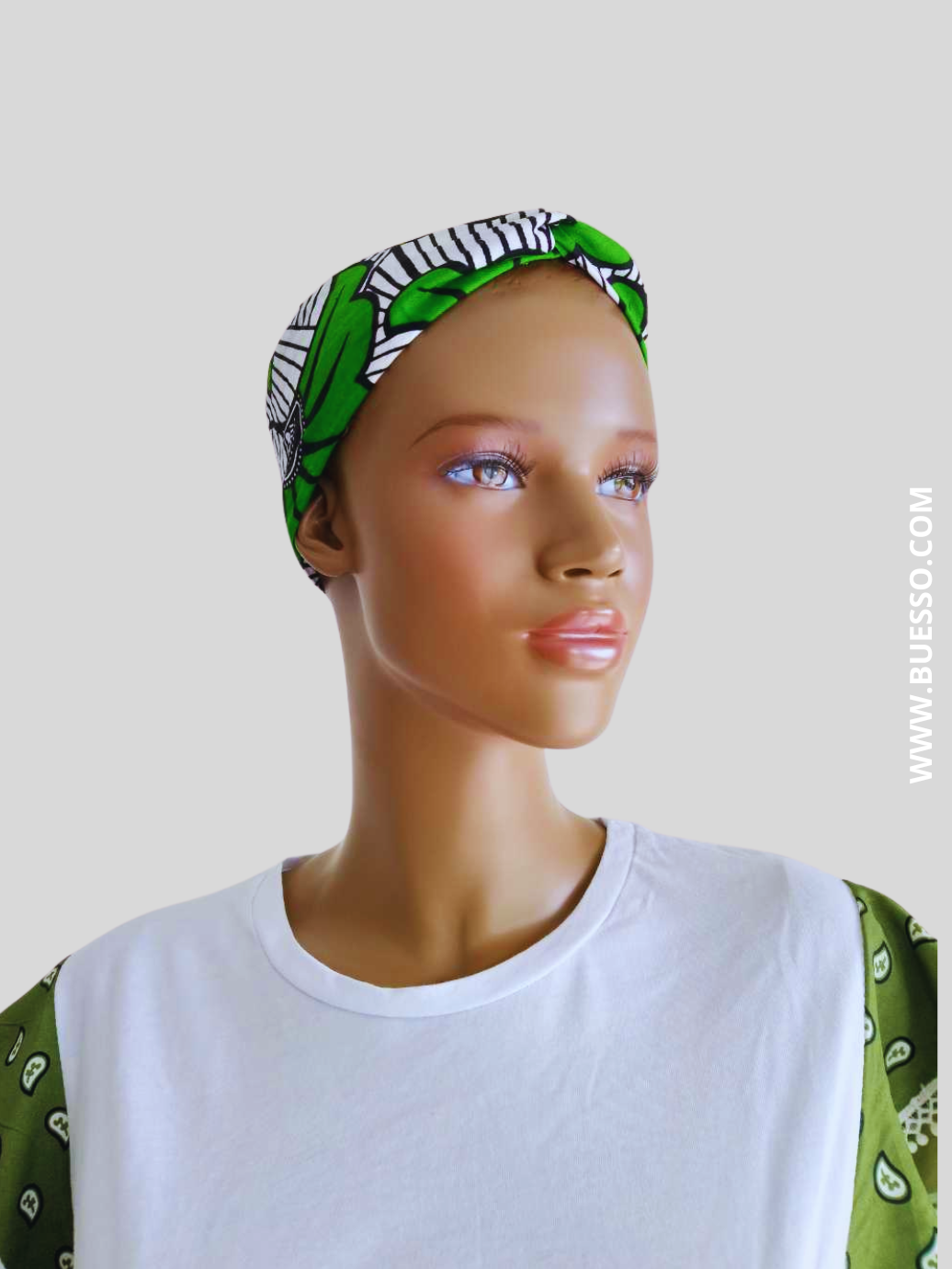 Bandeau croisé en Wax FLEUR DE MARIAGE - fait main en France