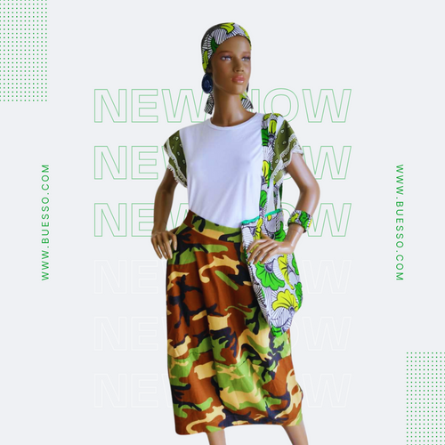 Bandeau foulard en Wax FLEUR DE MARIAGE - accessoire cheveux femme fait main en France