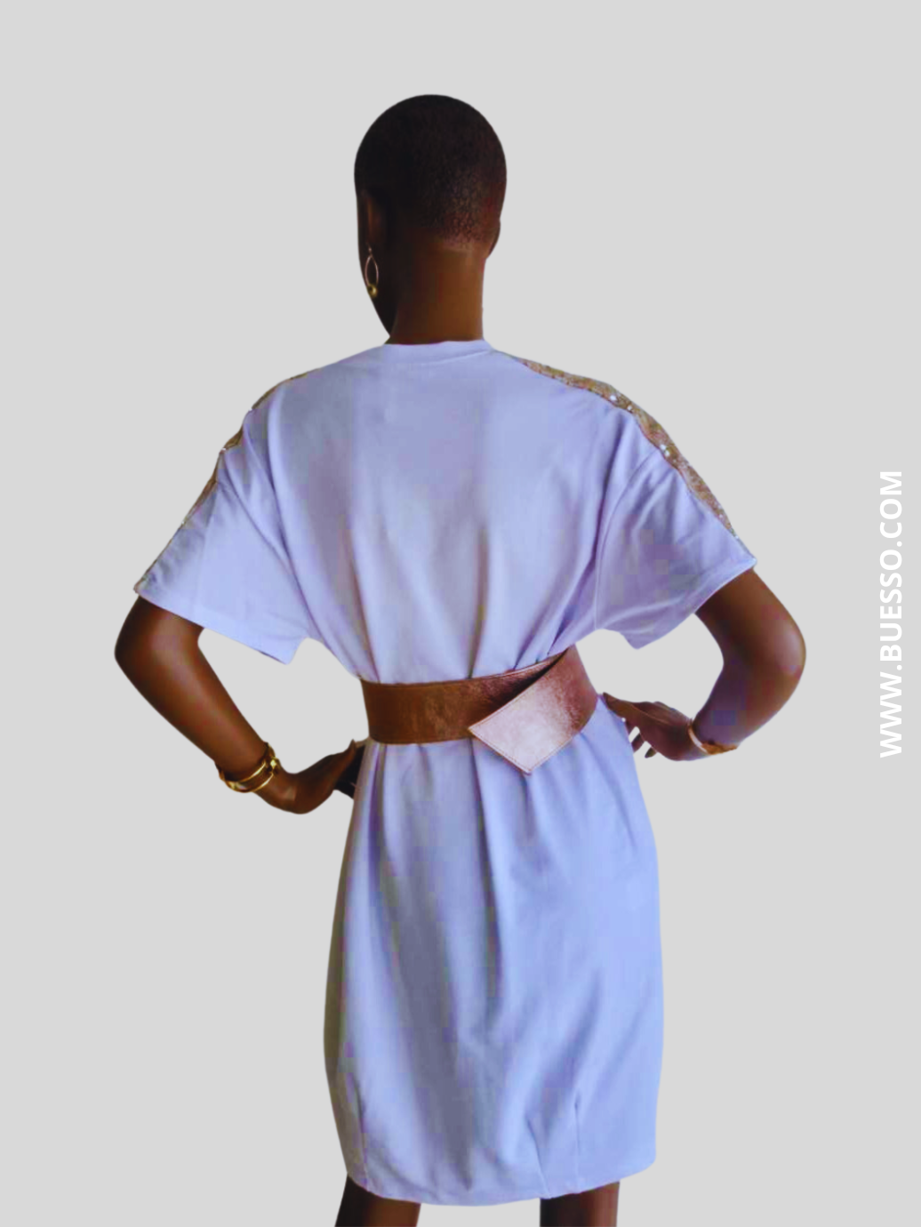 Ceinture BRONZE large en cuir à boucle