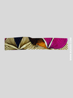 Bandeau croisé en Wax motif fleuri rose fuchsia & bleu fait main en France