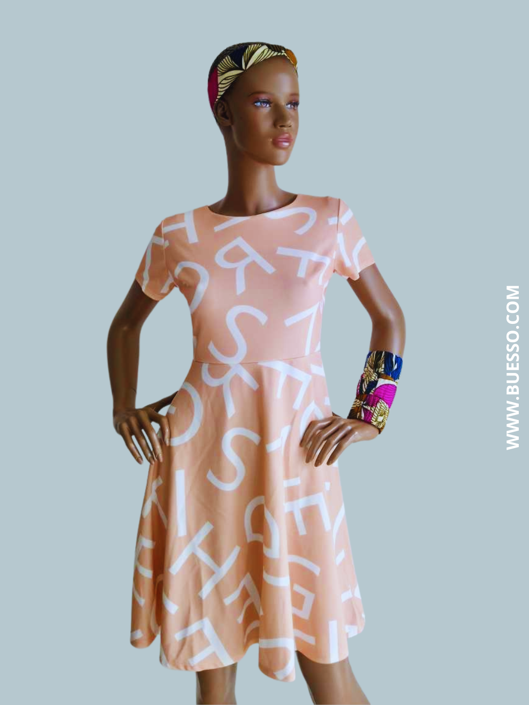 Bracelet en Wax motif fleuri rose fuchsia & bleu fait main en France