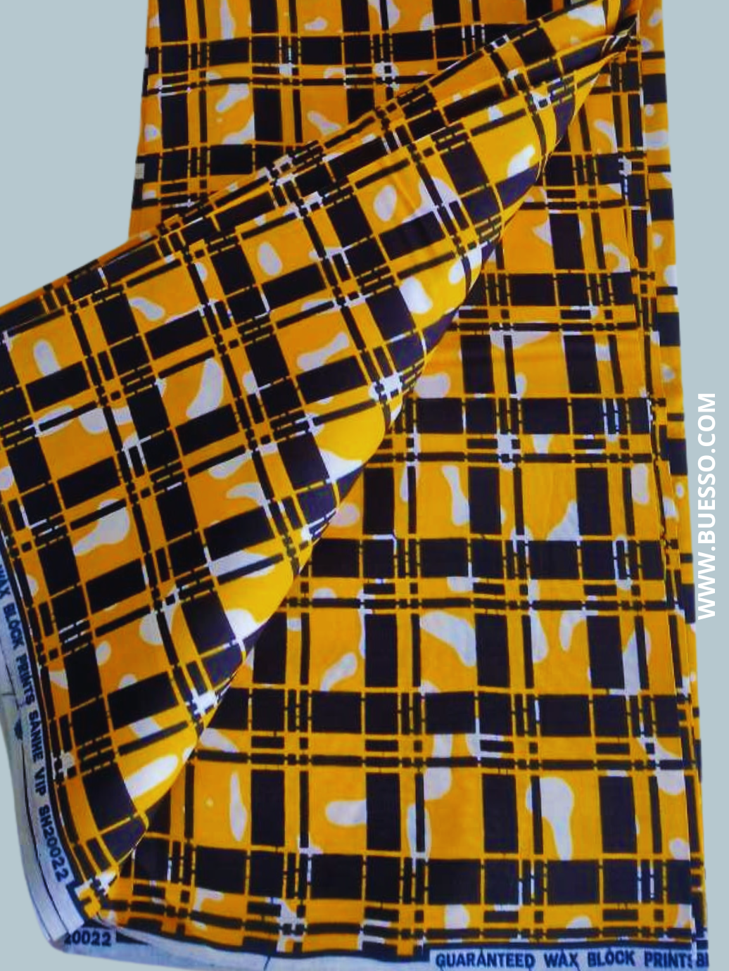 Pagne WAX JAUNE motifs carreaux