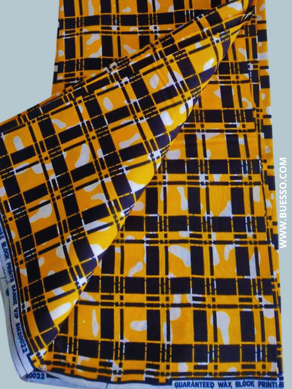 Pagne WAX JAUNE motifs carreaux