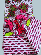 Pagne WAX ROSE motif FLEUR DE MARIAGE