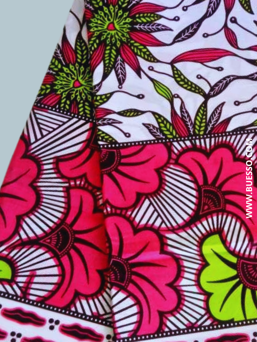 Pagne WAX ROSE motif FLEUR DE MARIAGE