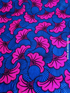 Pagne TOP WAX, motifs fleurs ROSE FUCHSIA
