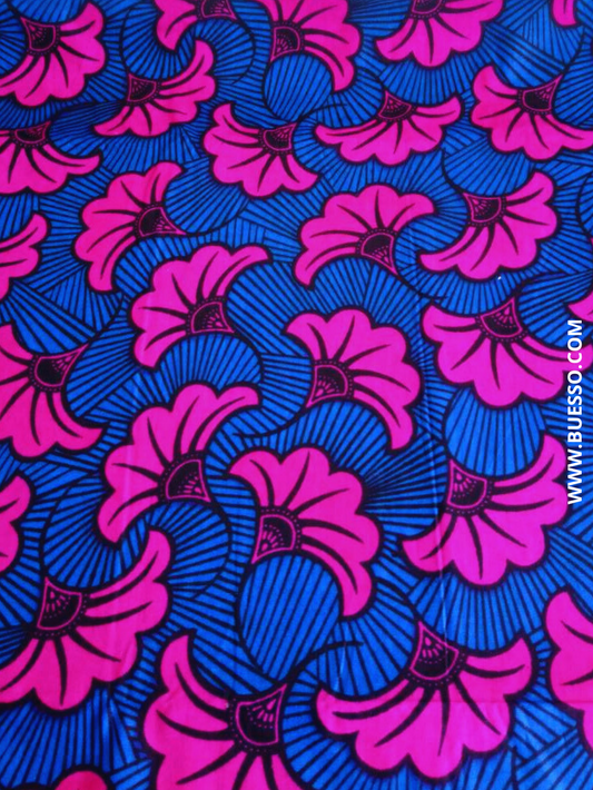 Pagne TOP WAX, motifs fleurs ROSE FUCHSIA