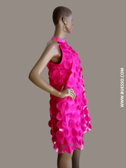 Robe tulle rose fuchsia à pois