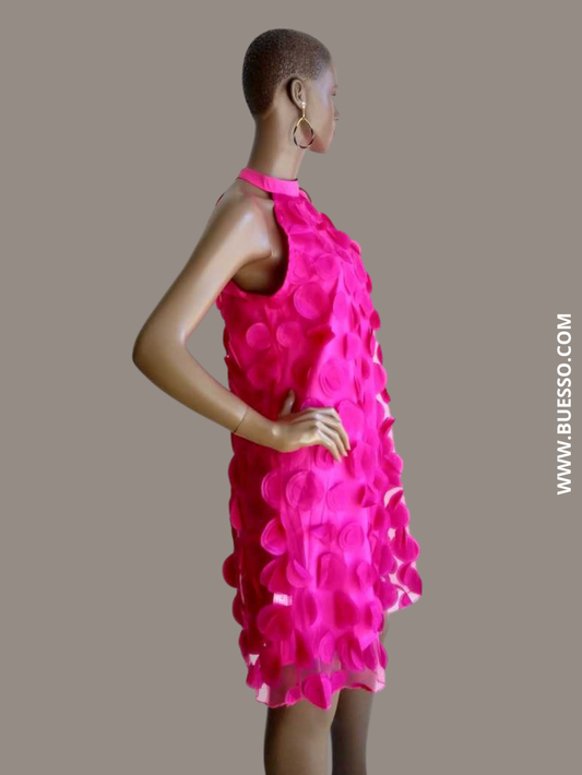 Robe tulle rose fuchsia à pois