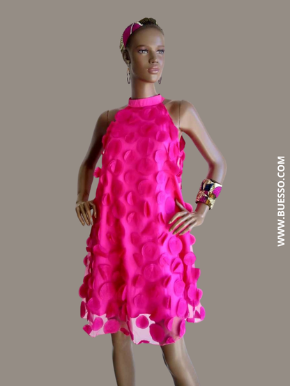 Robe tulle rose fuchsia à pois