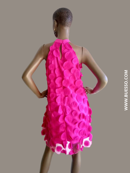 Robe tulle rose fuchsia à pois