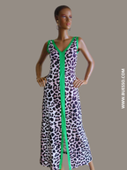 Robe léopard longue avec détails et finitions verts