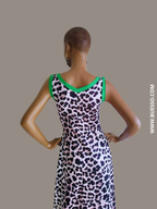 Robe léopard longue avec détails et finitions verts