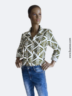 Chemise femme KAKI imprimée chic | Pour sublimer votre teint au naturel
