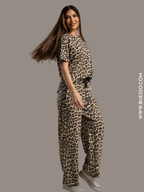Ensemble femme léopard Beige en coton