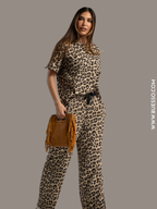 Ensemble femme léopard Beige en coton