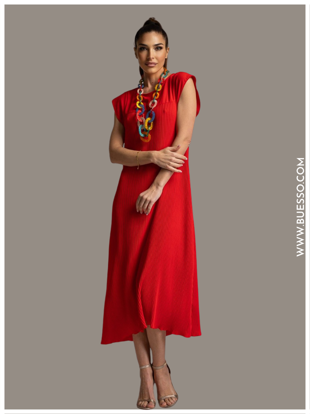 Robe rouge longue chic style canesu