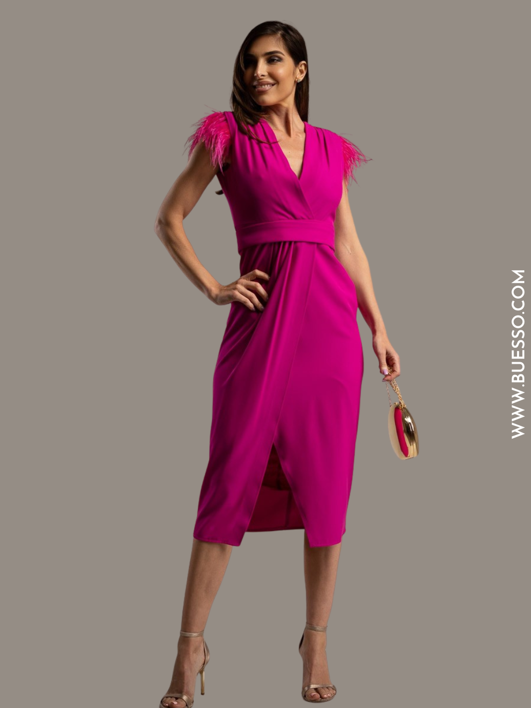 Robe de Cocktail rose fuchsia élégante 