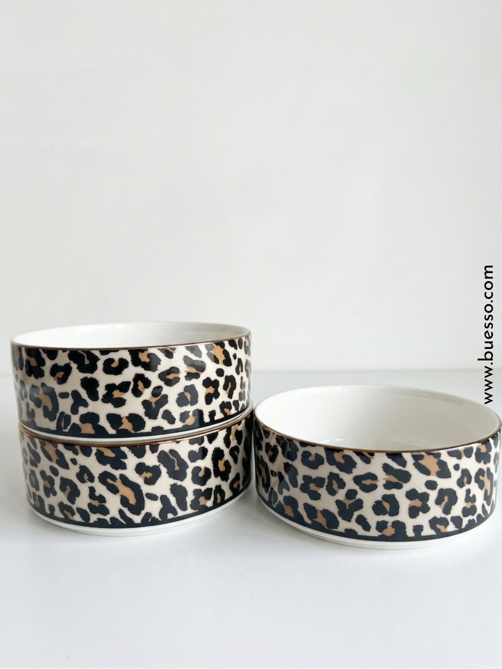 Bol léopard sablé en porcelaine avec liséré doré