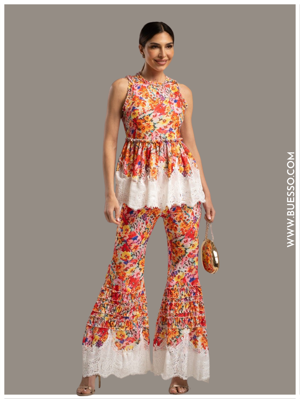 Ensemble Floral Rouge & Dentelle femme