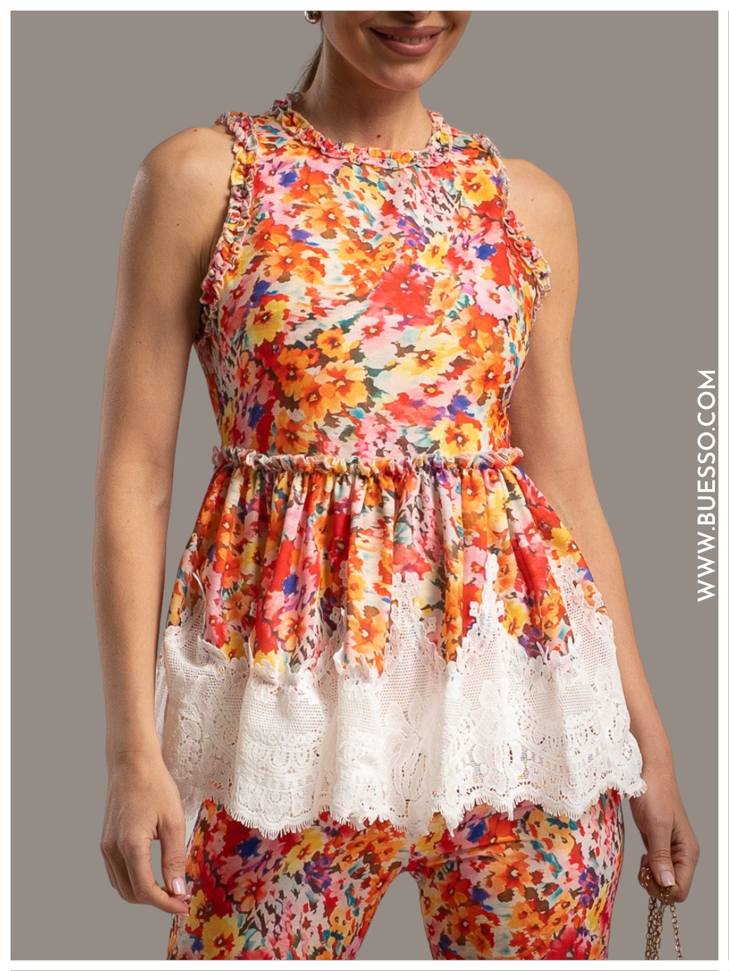 Ensemble Floral Rouge & Dentelle femme