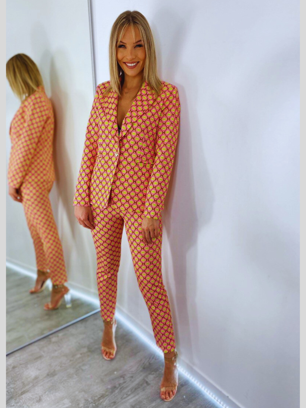 Tailleur femme ROSE ORANGÉ imprimé