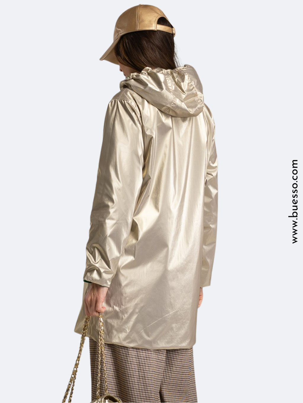 Imperméable réversible femme vert/doré