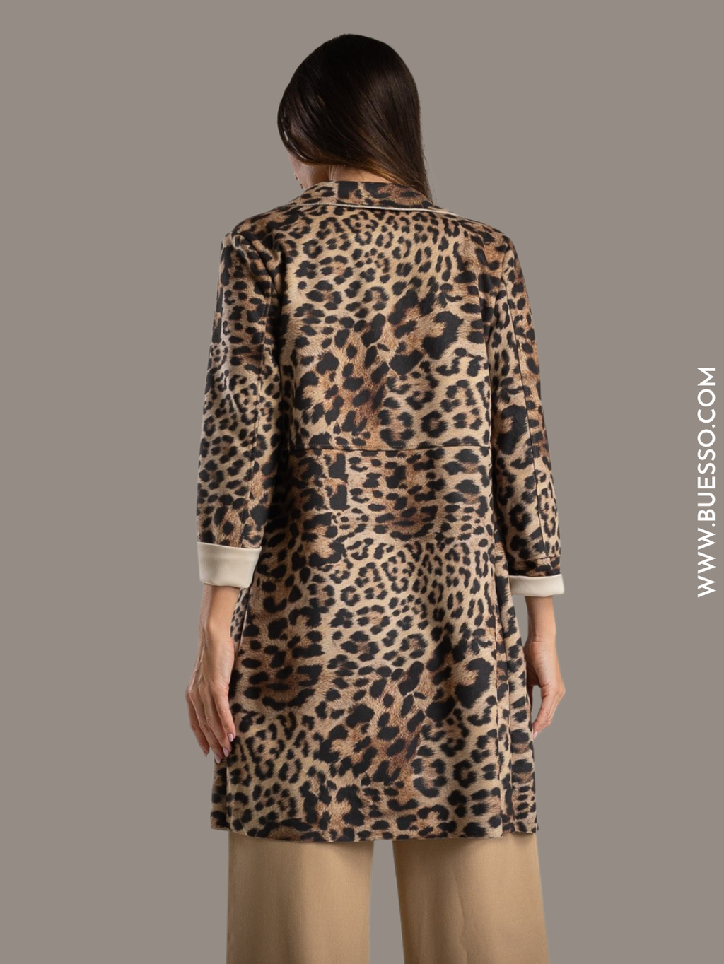 Manteau trench femme léopard en daim