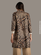 Manteau trench femme léopard en daim
