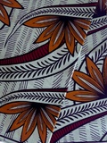Pagne wax beige aux motifs floraux jaunes