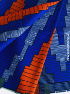 Pagne wax bleu & orange motif haute tour