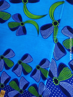 Pagne WAX BLEU TURQUOISE motifs fleurs