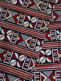 Pagne wax Bogolan rouge/noir motifs graphiques ancestraux africains