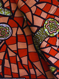 Pagne wax orange & pêche à motifs fleurs