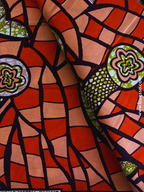 Pagne wax orange & pêche à motifs fleurs