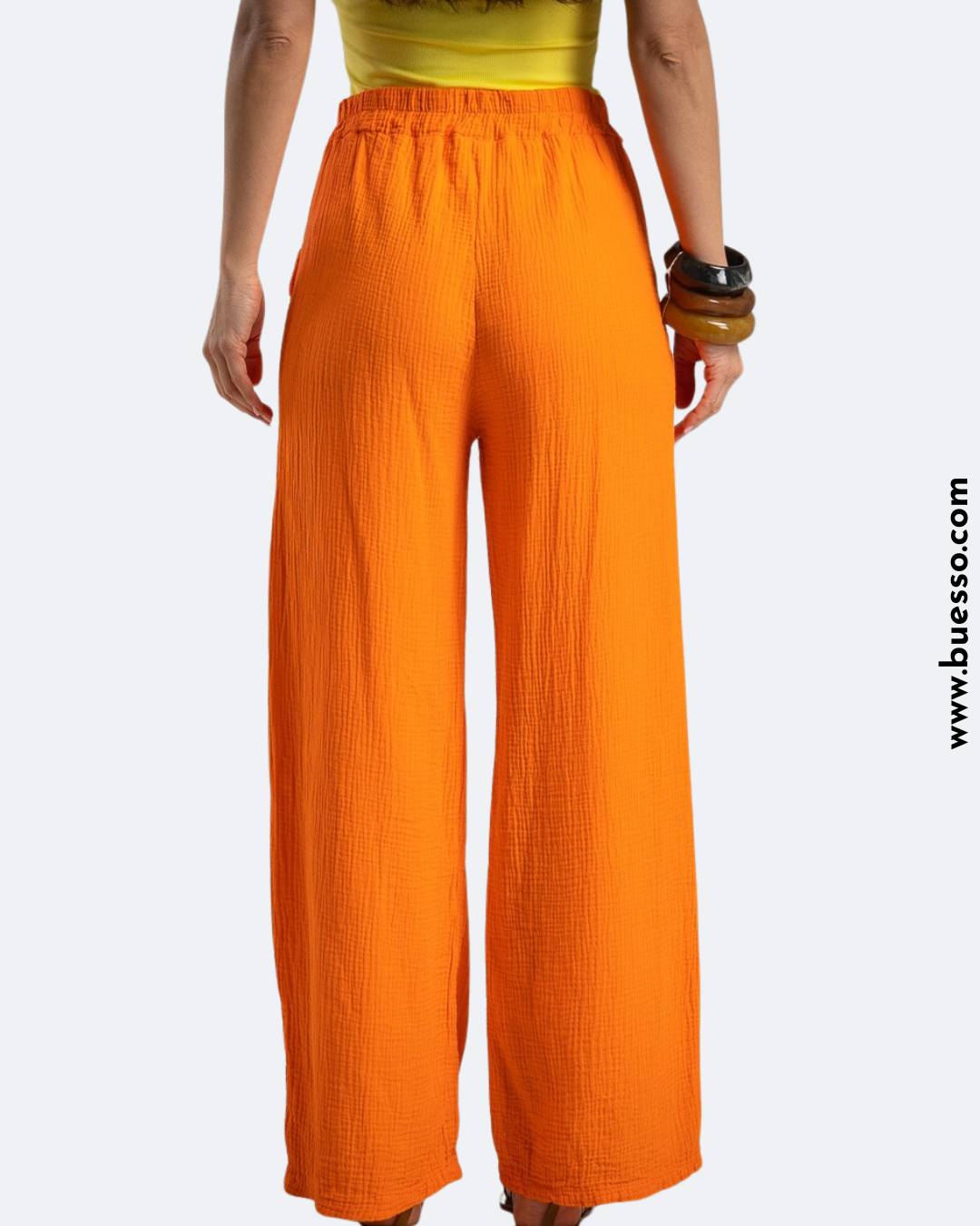 Pantalon femme orange en coton | Pour un effet bonne mine