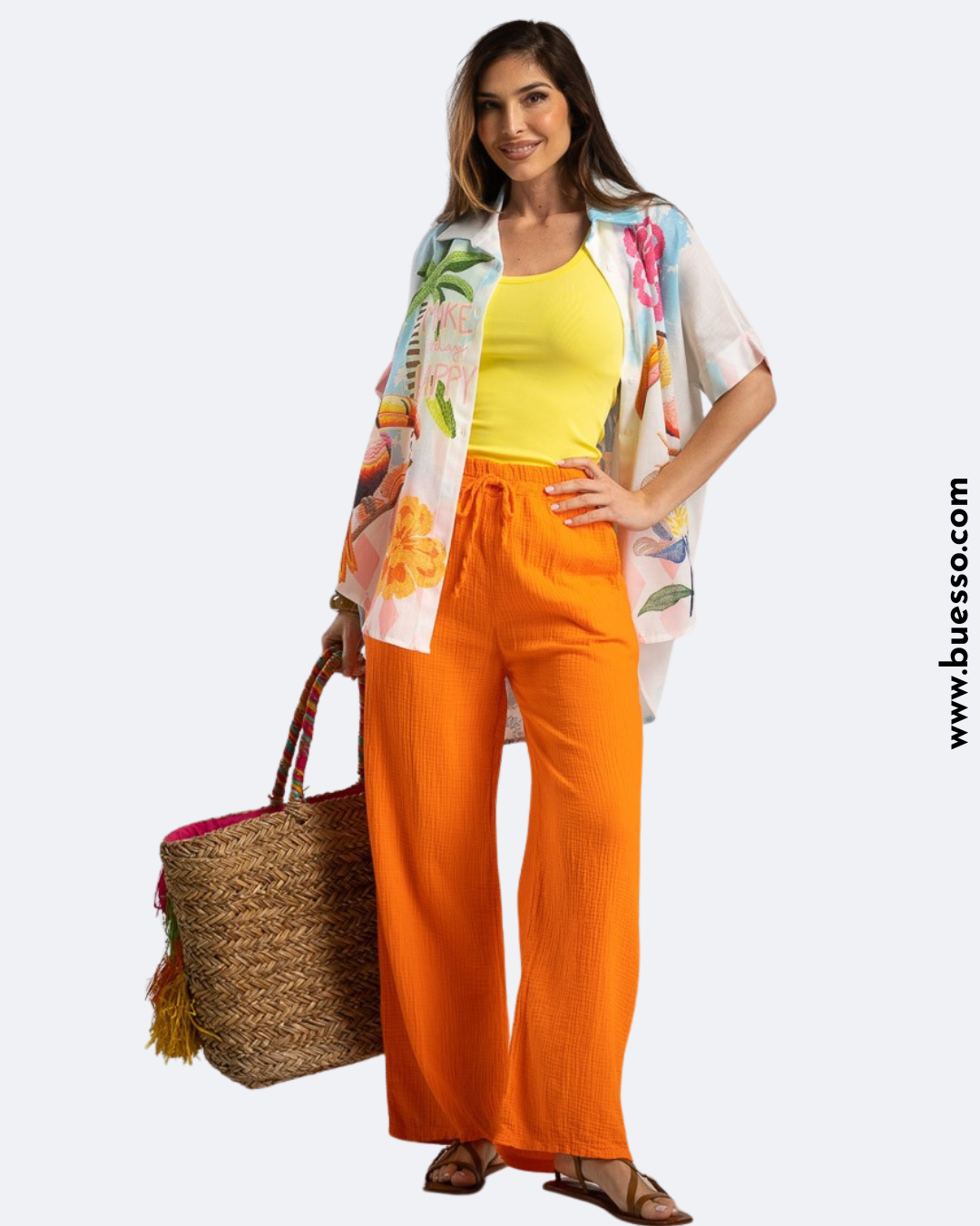 Pantalon femme orange en coton | Pour un effet bonne mine