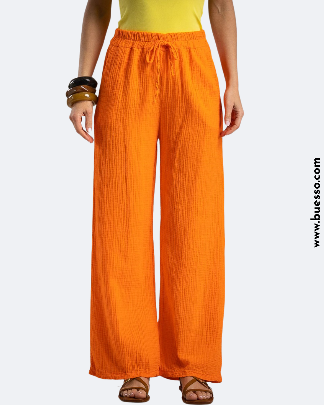 Pantalon femme orange en coton | Pour un effet bonne mine
