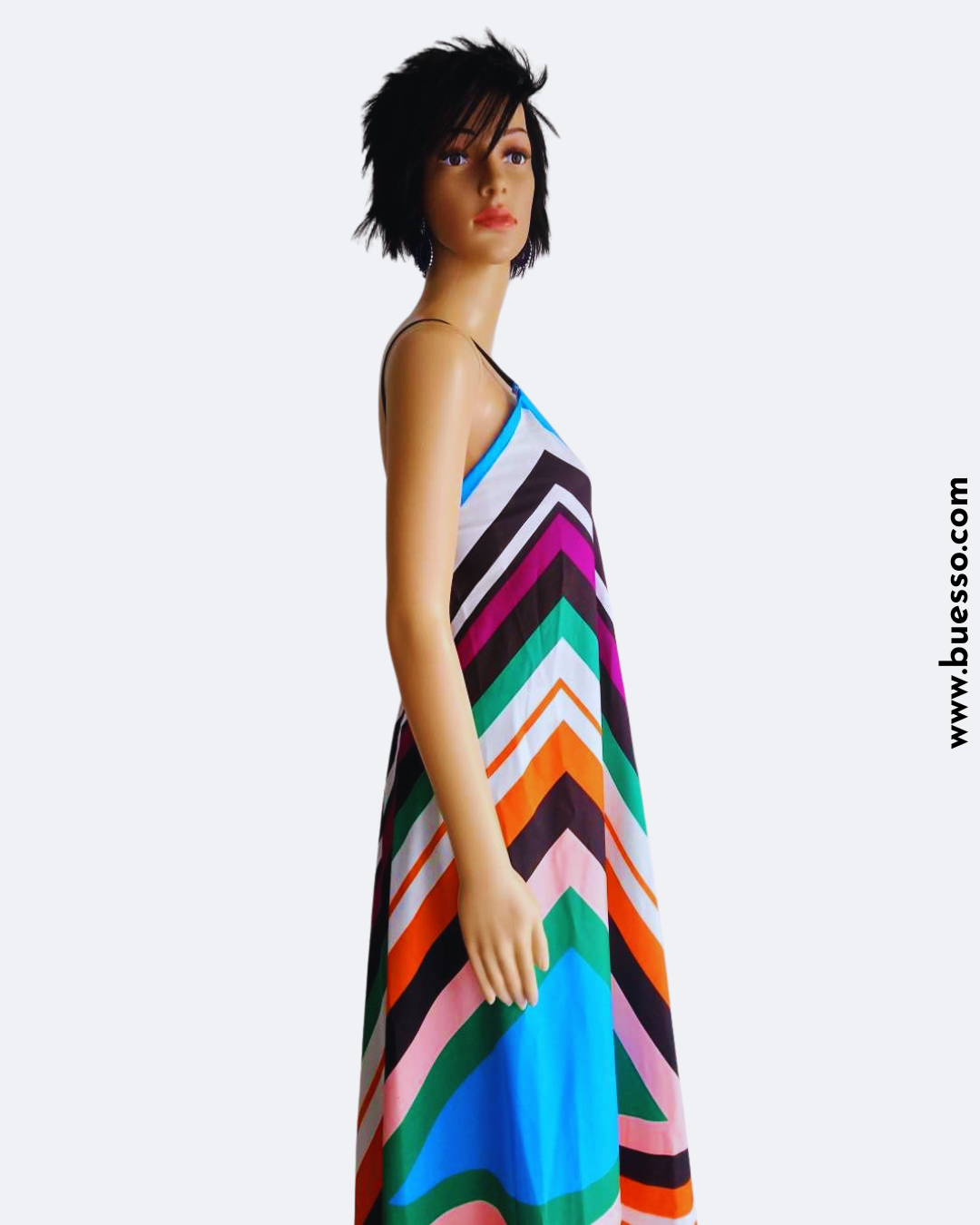 Robe rayée dos nu plongeant multicolore |Prisme d'éclat sur le teint