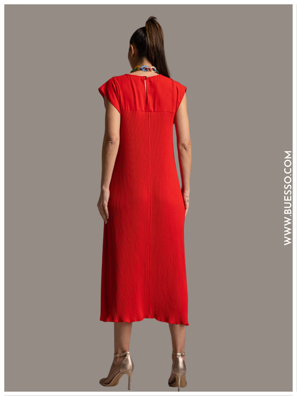 robe d'été rouge fluide pour femme