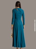 Robe de soirée chic élégante bleu de plomb femme 