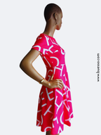 Robe femme rose fuchsia imprimée Alphabet à effet bonne mine