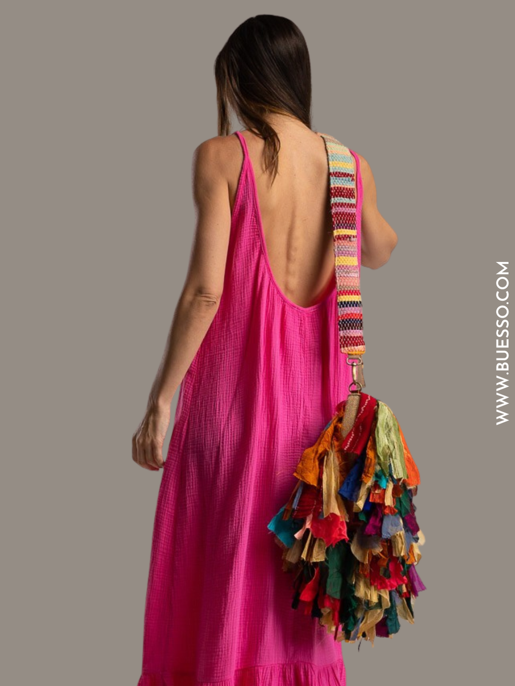 Robe femme rose fuchsia en coton