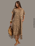 Robe léopard oversize en coton chic femme