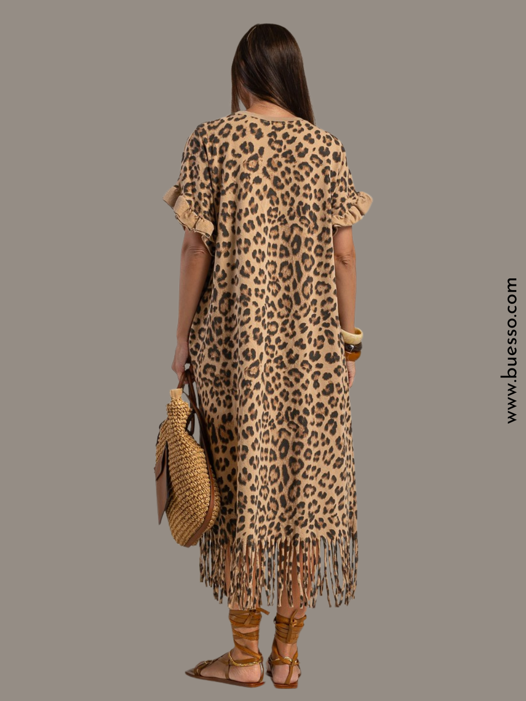 Robe léopard oversize en coton chic femme
