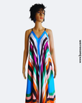 Robe rayée dos nu plongeant multicolore |Prisme d'éclat sur le teint