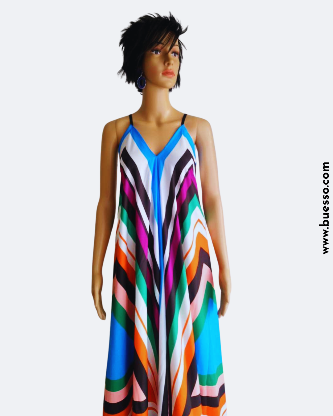 Robe rayée dos nu plongeant multicolore |Prisme d'éclat sur le teint