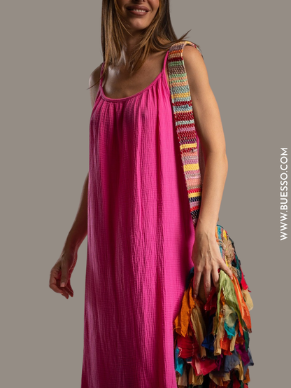 Robe femme rose fuchsia en coton