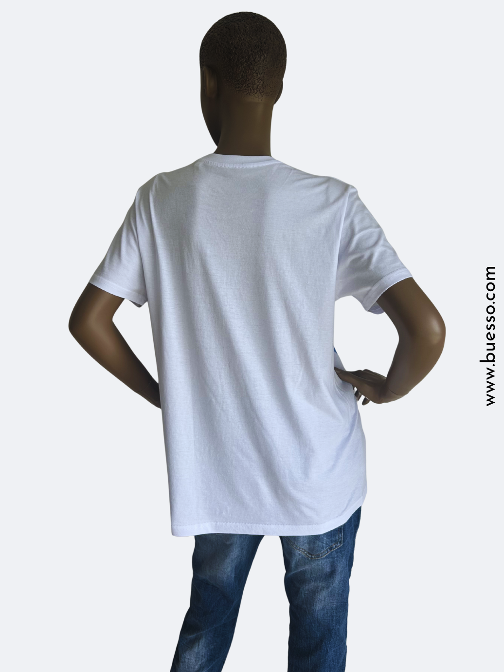 T-shirt blanc BUESSO "Sunlight" en coton biologique